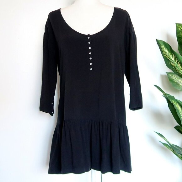 One Teaspoon Rango Black Lyocell Scoop Neck Ruffle Hem Mini Dress Size Medium M - Picture 5 of 15